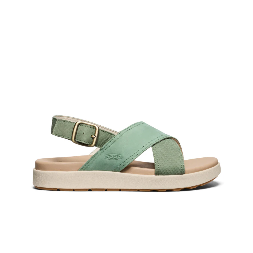 Elle Luxe Sandale mit überkreuzten Riemchen für Damen | Granite Green/Granite Green