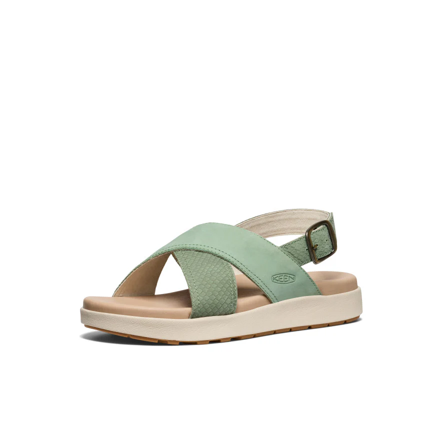 Elle Luxe Sandale mit überkreuzten Riemchen für Damen | Granite Green/Granite Green - Image 3